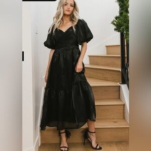 SAMARA PUFF SLEEVE DRESS IN BLACK